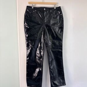 J.Crew Sydney Wide-Leg Pant Edgy Patent Faux Leather Black NWT Size 31 CC488